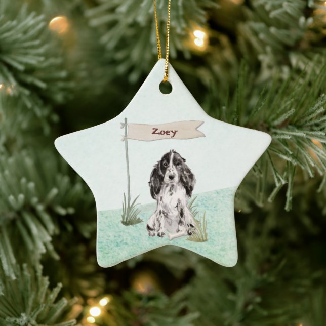 Individuelle Name Cocker Spanisch Haustier Hund Keramik Ornament (Baum)