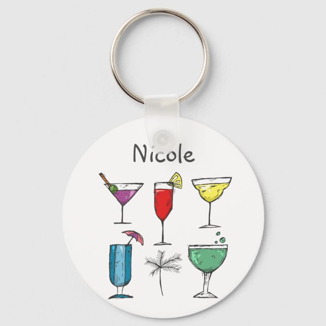 Individuelle Name Cocktail Alkohol Getränke Sommer Schlüsselanhänger (Vorderseite)