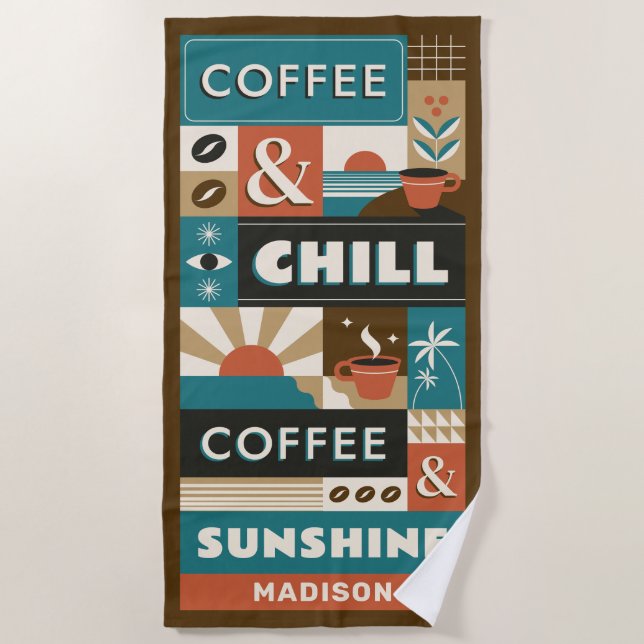 Individuelle Name-Coffee-Quotes Strandtuch (Vorderseite)