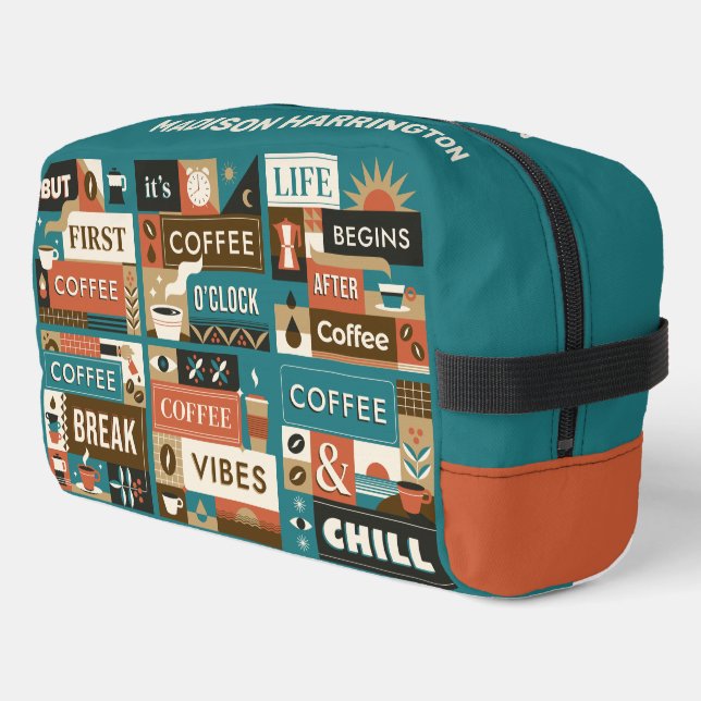 Individuelle Name-Coffee-Quotes Waschbeutel (Linke Seite)