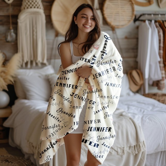 Individuelle Name Collage Fleecedecke (Von Creator hochgeladen)