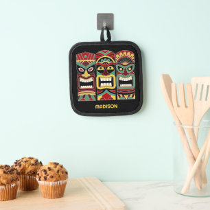 Individuelle Name & Color Tiki Totems Topflappen