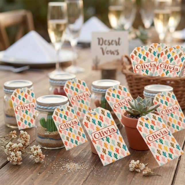 Individuelle Name Colorful Cacti Geschenkanhänger (Von Creator hochgeladen)