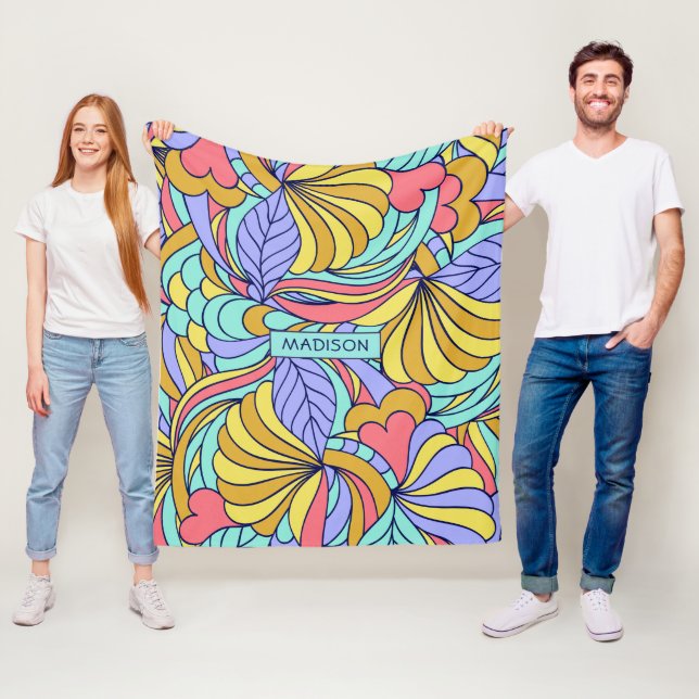 Individuelle Name Colorful Doodles Fleecedecke (Beispiel)