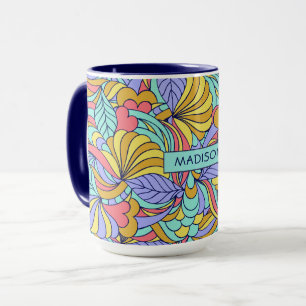 Individuelle Name Colorful Doodles Tasse