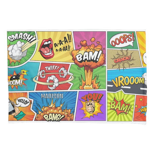 Individuelle Name Comic Kissenbezug (Vorderseite)