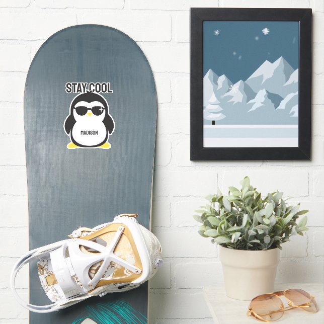 Individuelle Name cool Pinguin Aufkleber (Snowboard)