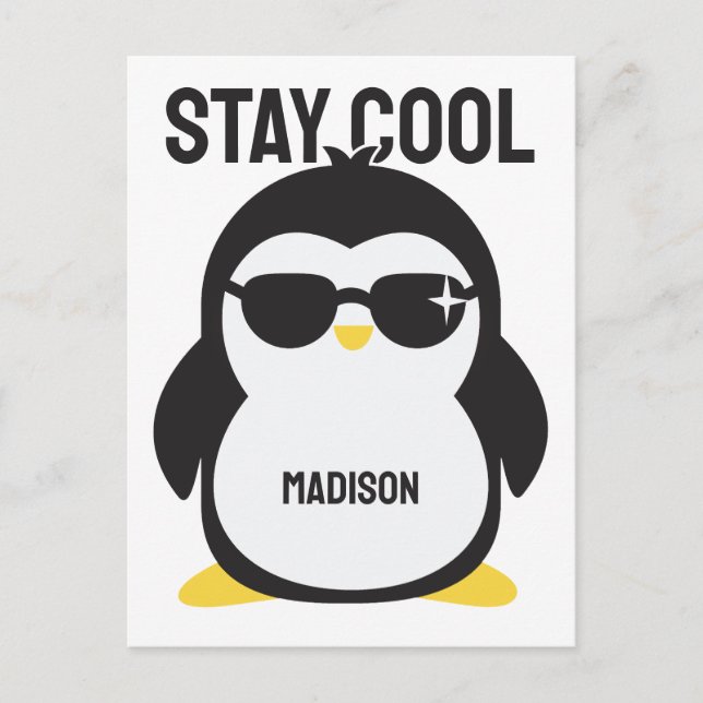 Individuelle Name cool Pinguin Postkarte (Vorderseite)