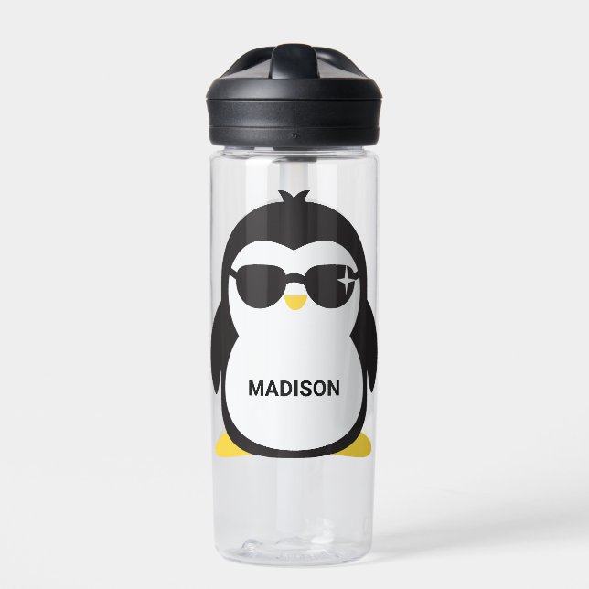 Individuelle Name Cool Pinguin Wasserflasche Trinkflasche (Vorderseite)