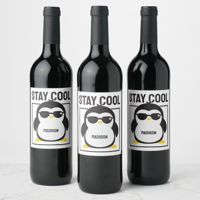 Individuelle Name cool Pinguin Weinetikett (Flaschen)