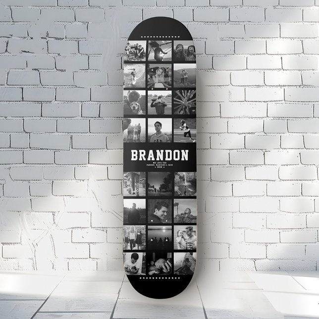 Individuelle Name Cool Trendy Instagram FotoCollag Skateboard (Von Creator hochgeladen)