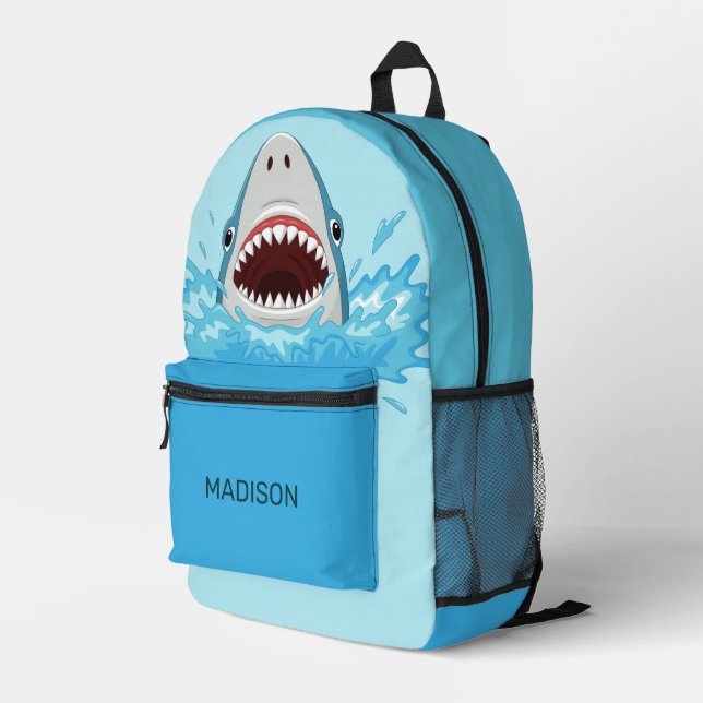 Individuelle Name Cooler Hai Bedruckter Rucksack (Rückseitige Ecke Rechts)