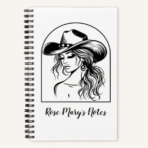 Individuelle Name Coquette Cowgirl Line Zeichnend Notizbuch