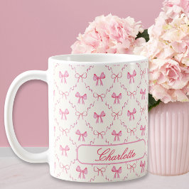 Individuelle Name Coquette Pink Bow Kaffeetasse