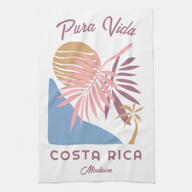Individuelle Name Costa Rica Motto Pura Vida Geschirrtuch (Vertikal)