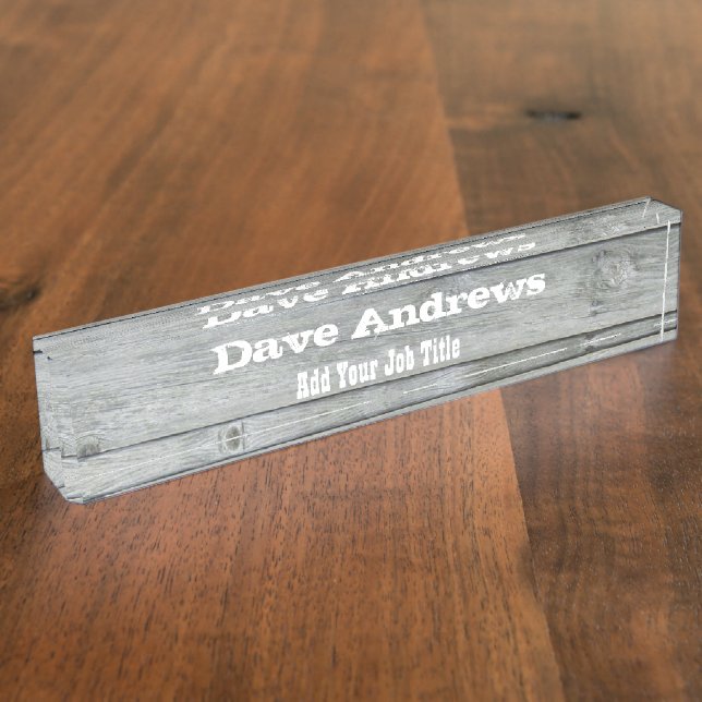 Individuelle Name Country Rustic Wood Desk Namensplakette (Seite)
