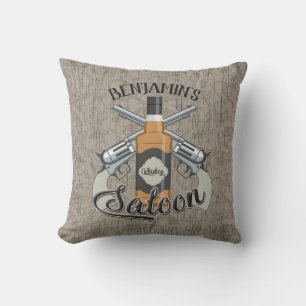 Individuelle Name Cowboy Revolver Gun Whiskey Salo Kissen