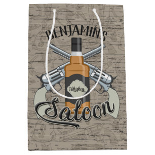 Individuelle Name Cowboy Revolver Gun Whiskey Salo Mittlere Geschenktüte