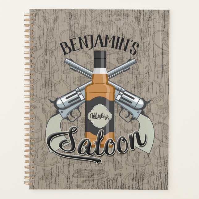 Individuelle Name Cowboy Revolver Gun Whiskey Salo Planer (Vorderseite)