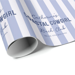 Individuelle Name Cowgirl Blue White Stripes Geschenkpapier