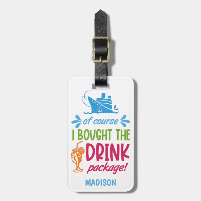 Individuelle Name Cruise Drinks Gepäckanhänger (Vorderseite vertikal)