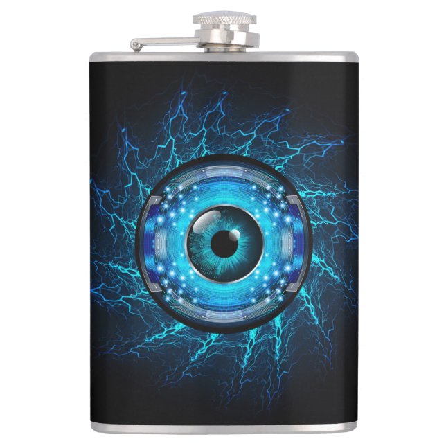 Individuelle Name Cyber Circuit Eye Flachmann (Vorderseite)