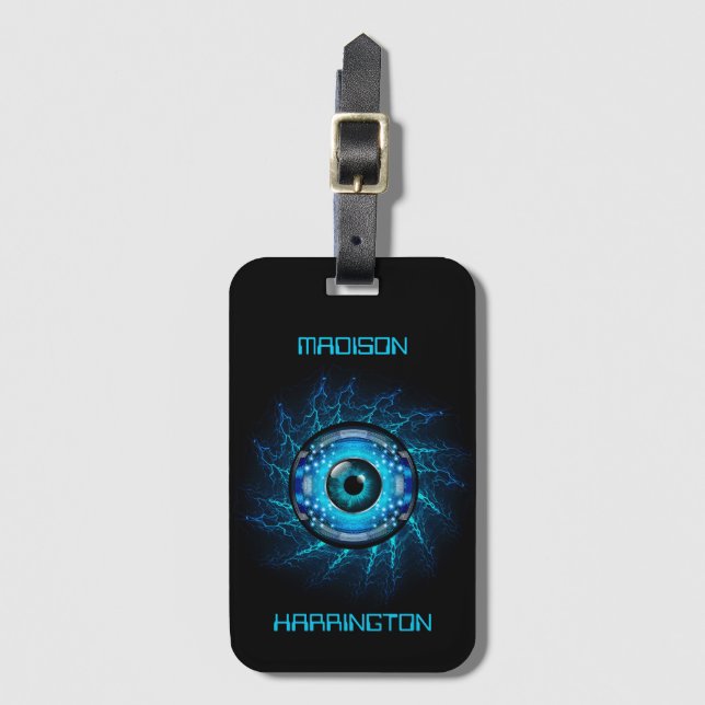 Individuelle Name Cyber Circuit Eye Gepäckanhänger (Vorderseite Vertikal)