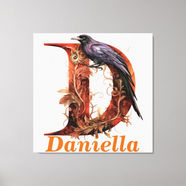 Individuelle Name D Monogramm Leinwanddruck (Vorderseite)