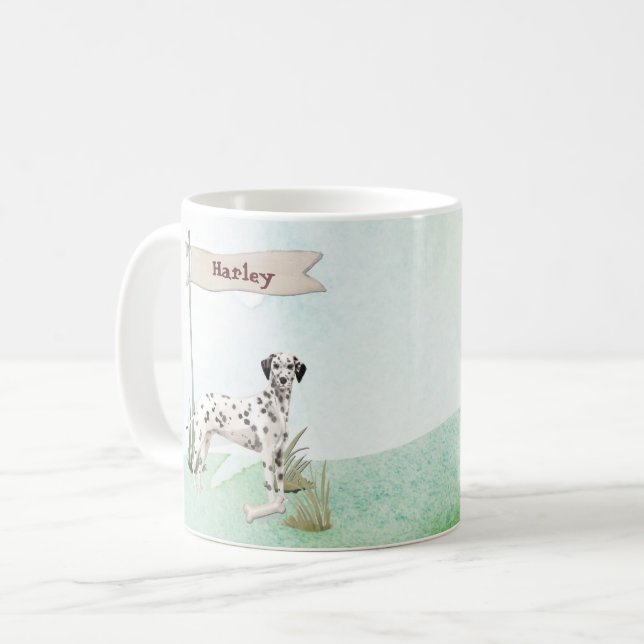 Individuelle Name Dalmatiner Haustier Hund Kaffeetasse (Vorderseite Links)