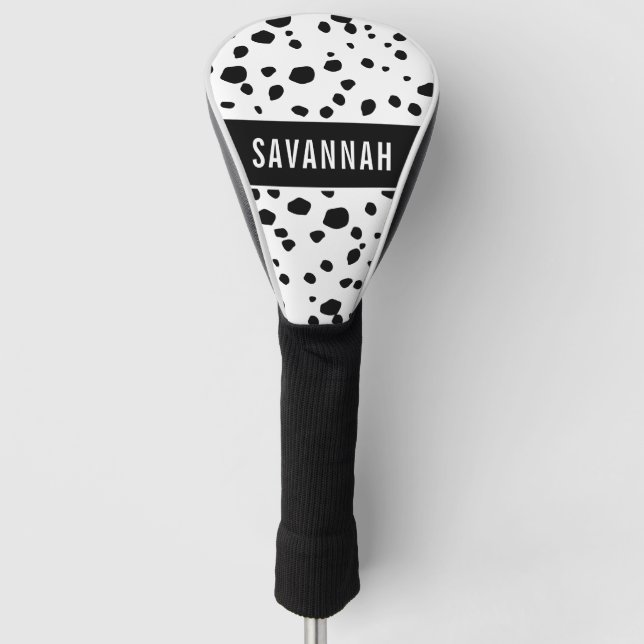 Individuelle Name Dalmatiner Tierische Druckmuster Golf Headcover (Vorderseite)
