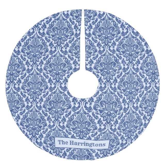 Individuelle Name Damask Baumrock Polyester Weihnachtsbaumdecke (Vorderseite)