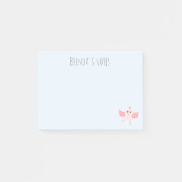 Individuelle Name Dancing Birdie Pink Blue 4x3 Post-it Klebezettel