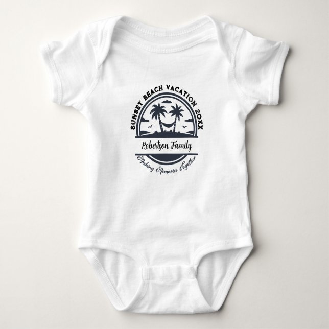 Individuelle Name Datum Position Matching Family B Baby Strampler (Vorderseite)