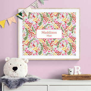Individuelle Name Deco Colorful Blumencocktail Kin Poster