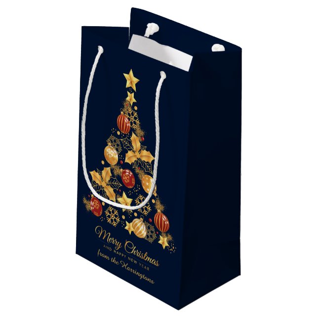 Individuelle Name Decorative Weihnachtsbaum Kleine Geschenktüte (Rückseite Schrägansicht)