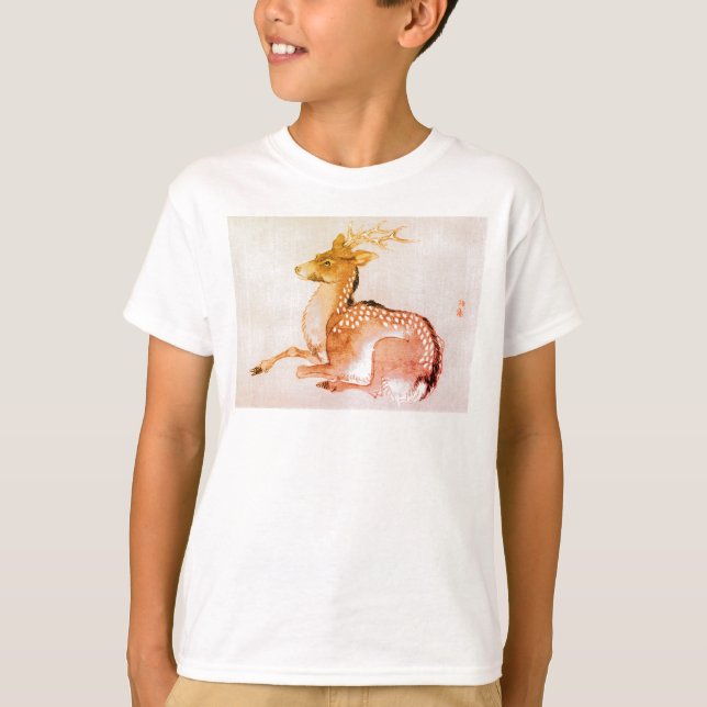 INDIVIDUELLE NAME DEER JAPANESE WOODBLOCK DRUCKER  T-Shirt (Vorderseite)