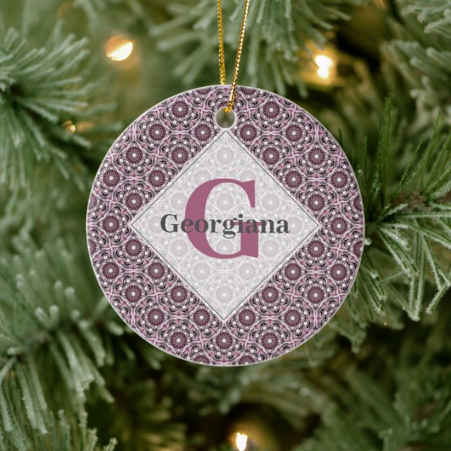 Individuelle Name Deko Dusky Rose Cherry Blossom M Keramik Ornament (Baum)