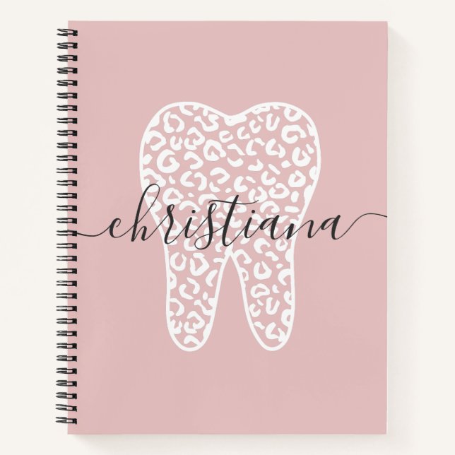 Individuelle Name Dental Leopard Druckkabine Notizbuch (Vorderseite)