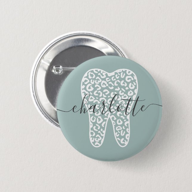 Individuelle Name Dental Leopard Druckzimmergesche Button (Vorne & Hinten)