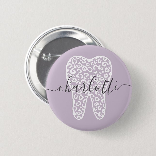 Individuelle Name Dental Leopard Druckzimmergesche Button (Vorne & Hinten)