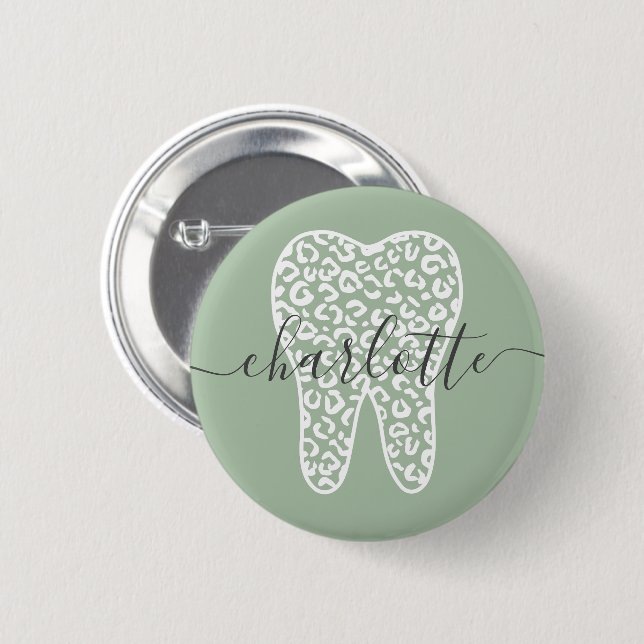 Individuelle Name Dental Leopard Druckzimmergesche Button (Vorne & Hinten)