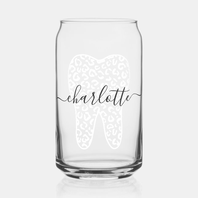 Individuelle Name Dental Leopard Druckzimmergesche Dosenglas (Vorderseite)