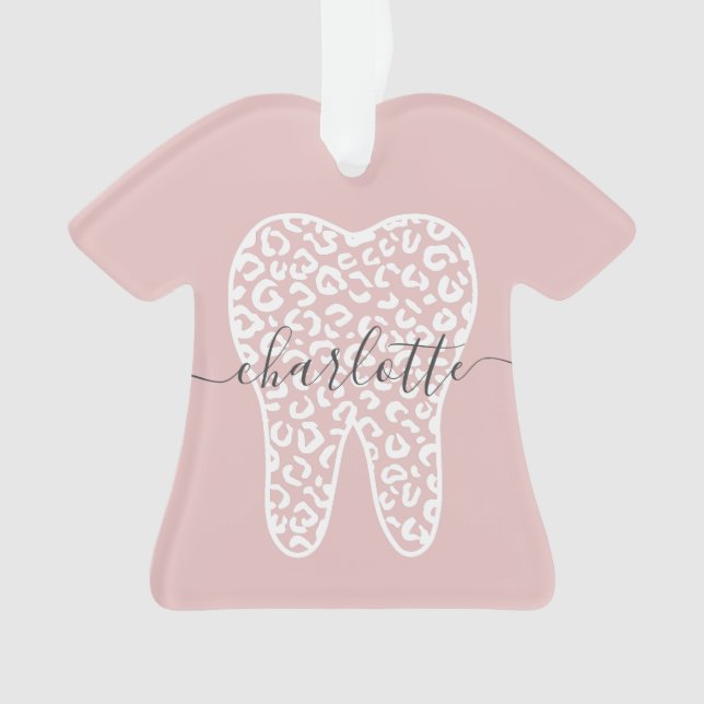 Individuelle Name Dental Leopard Druckzimmergesche Ornament (Vorderseite)