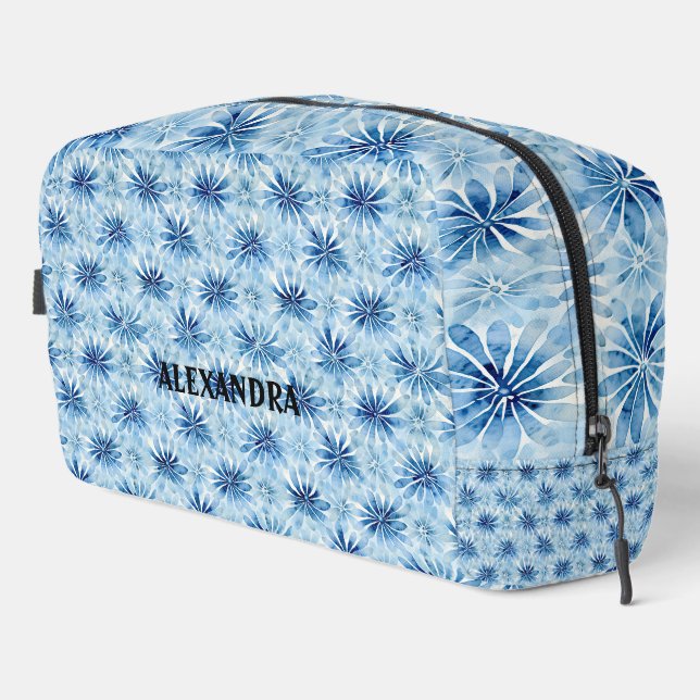 Individuelle Name der Blume mit blauer Gefärbte Kr Waschbeutel (Rechte Ecke)
