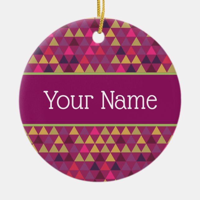 Individuelle Name der farbigen Dreiecke Keramik Ornament (Vorne)