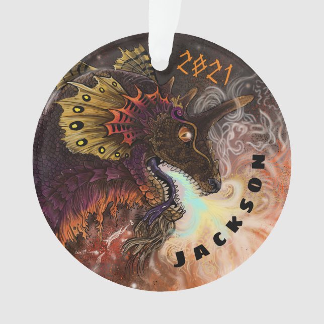 Individuelle Name des FeuerSpitter-Drachen Ornament (Vorderseite)