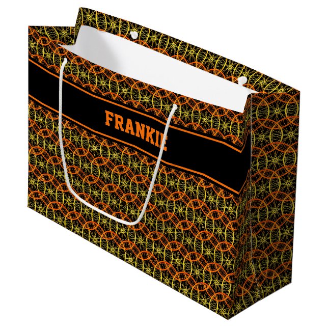 Individuelle Name des Radmusters Große Geschenktüte (Vorderseite Schrägansicht)