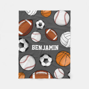 Individuelle Name des Sportspielers Grau Fleecedecke