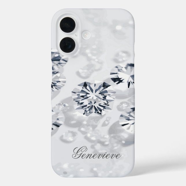 Individuelle Name Diamond gecattert iPhone 16 Hülle (Rückseite)