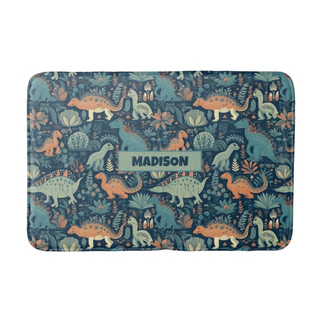 Individuelle Name Dinosaur Pattern Badematte (Vorderseite)